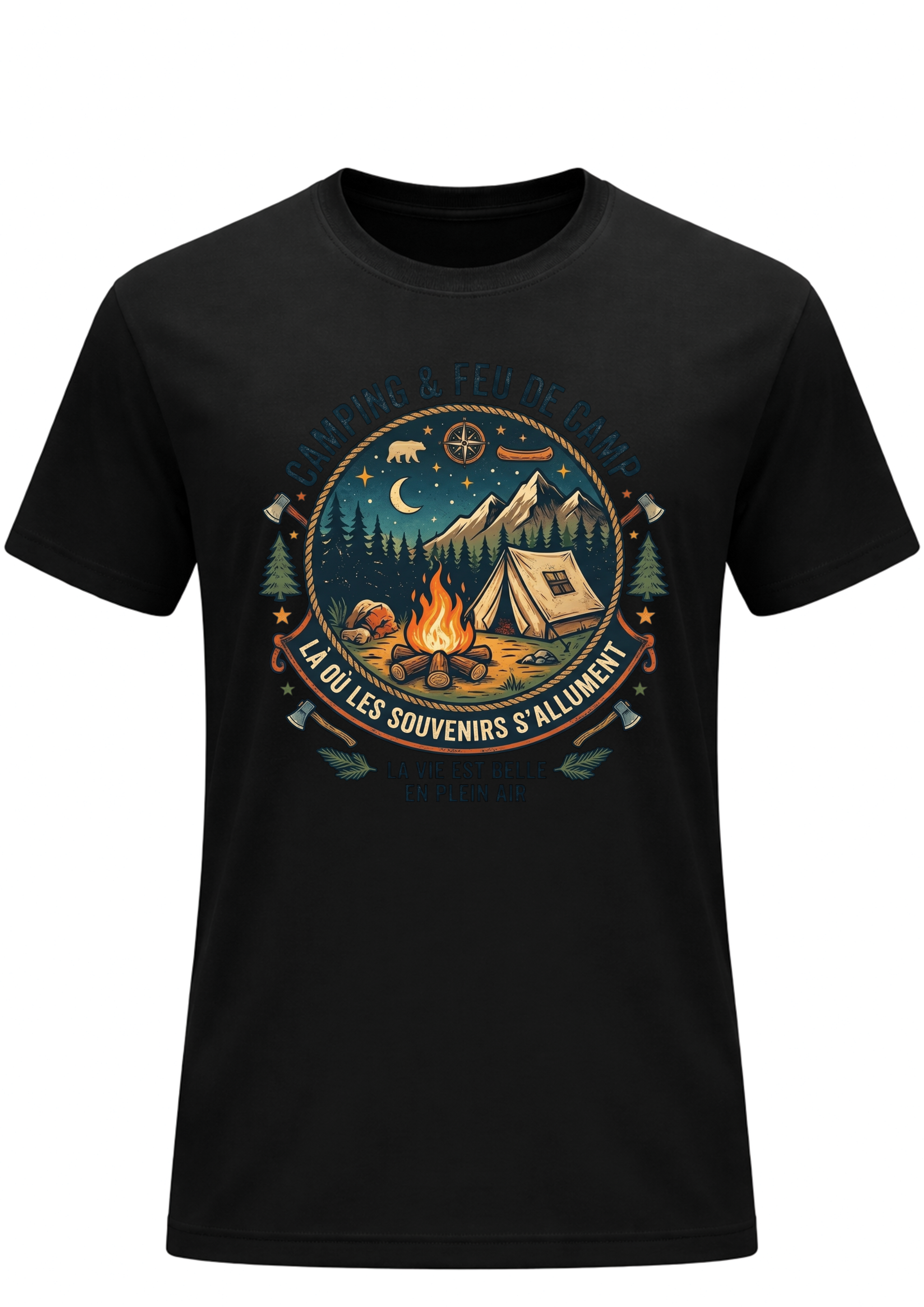 T-shirt Vacances Le feu de camp au camping
