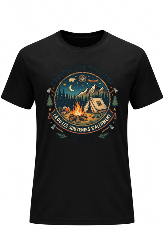 T-shirt Aventure - Nature et Feu de Camp | Le Tshirt de la Manche